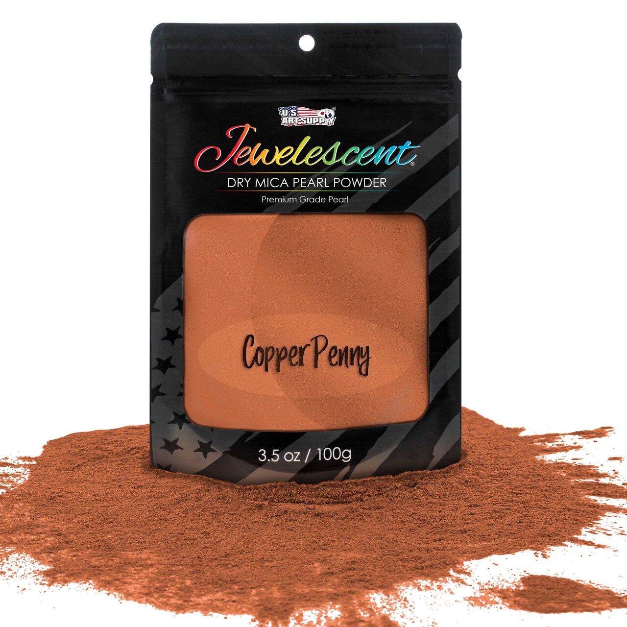 Jewelescent Mica Pearl Pigment Powder, Interference Copper 3.5 oz (100g) Pouch - Cosmetic Grade, Epoxy Resin Color Pigment, Mica Powder for Resin, Soap, Slime, Candle Dye, Art, Crafts